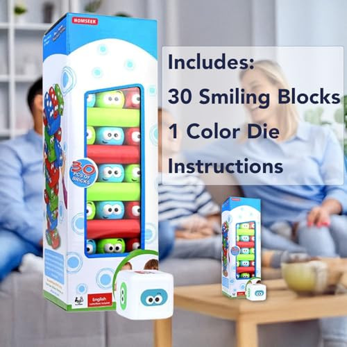 Bits and Pieces Happy Stackers Game Colorful Tower Stack Game - Easy to Play Stacking Toy for Kids and Family Pre-School Daycare Center Toys for Ages 3 and Up 2-4 Players