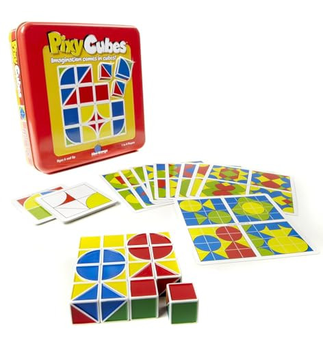 Blue Orange Pixy Cubes Matching Pattern Design Game Speed or Memory Rules Cubes in Tin Box Games 1 to 4 Players Ages 6+