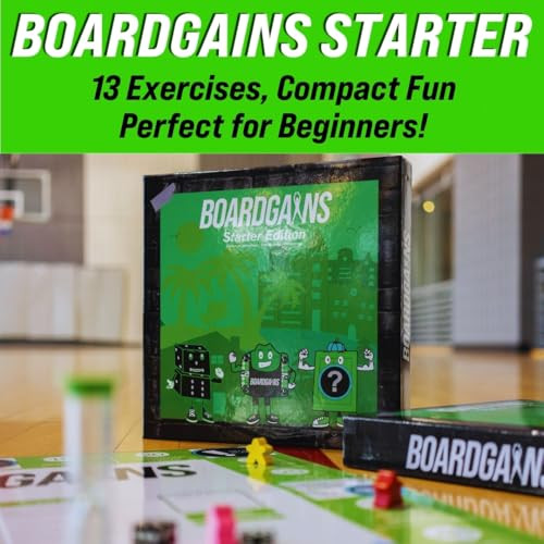 BoardGains Starter Edition – The Ultimate Fitness Board Game for Home Workouts Group Fitness & PE. Your Bootcamp in a Box
