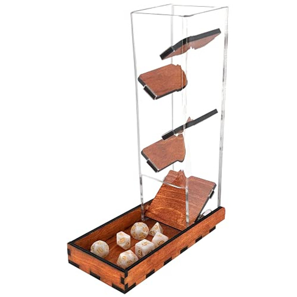 C4Labs Dice Tower & Tray Clear with Wooden Paddles Watch The Dice Decide (Gunstock)