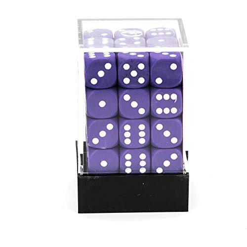 Chessex DND Dice Set-Chessex D&D Dice-12mm Opaque Purple and White Plastic Polyhedral Dice Set-Dungeons and Dragons Dice Includes 36 Dice – D6 (CHX25807)