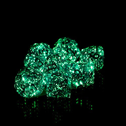 Chessex Borealis Teal/Gold Luminary Set of Ten d10s (27385)