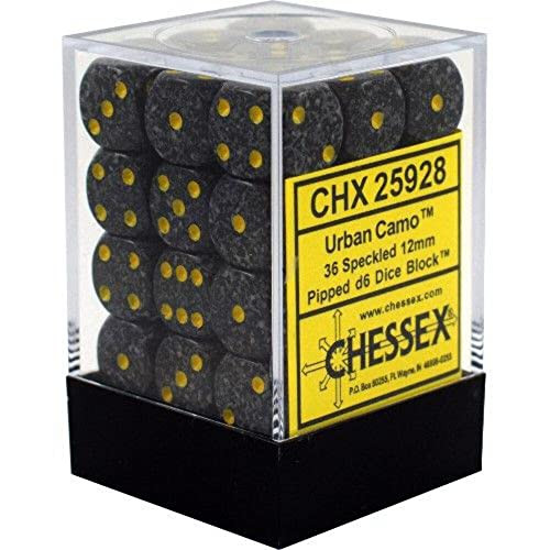 Chessex DND Dice Set D&D Dice-12mm Speckled Urban Camo Polyhedral Dice Set-Dungeons and Dragons Dice Includes 36 Dice – D6 Various (CHX25928)