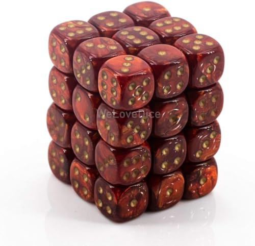 Chessex DND Dice Set-Chessex D&D Dice-12mm Scarab Scarlet and Gold Plastic Polyhedral Dice Set-Dungeons and Dragons Dice ludes 36 Dice – D6 Various (CHX27814)