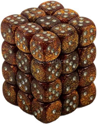 Chessex DND Dice Set D&D Dice-12mm Glitter Gold and Silver Plastic Polyhedral Dice Set-Dungeons and Dragons Dice Includes 36 Dice – D6 Various (CHX27903) Small (10mm - 14mm)