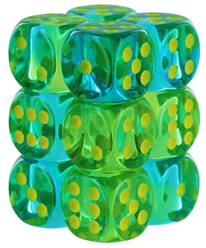 Chessex Gemini Dice Block Set of 12 Size D6 Dice Designed for Board Games Roleplaying Games and Miniature Games Premium Quality 16 mm Dice Translucent Red Yellow and Gold Color Made by Chessex