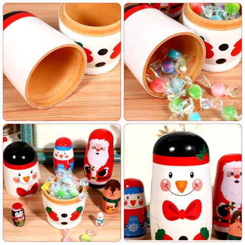 Ciieeo 6pcs Russian Nesting Dolls Matryoshka Stacking Nested Set Wooden Matryoshka Dolls for Kids Christmas Handmade Nesting Dolls Russian Dolls for Birthday