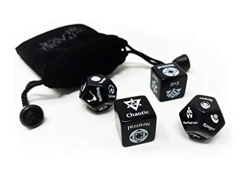 Citadel Black Character Randomizer Dice Set - Randomize Class Race & Alignment for Characters or NPCs Made for Dungeons and Dragons 5th Edition & Other Tabletop Role-Playing Games