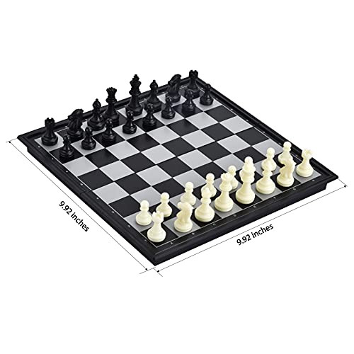COLORGO Chess Set with Folding Magnetic Travel Games Board and 2 Extra Queens for Kids and Adults