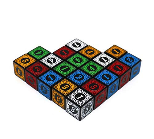 CREEBUY 20 Pcs 16MM Solid 6-Sided D6 Game Dice 4 X 5 Colors D6 Rainbow Dice for Board Games and Teaching Math Dice Set TRPG Card Games Accessories