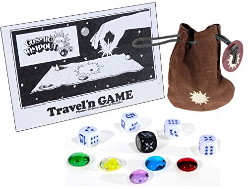 Deluxe Games and Puzzles Cosmic Wimpout Deluxe Traveln Game Red Cloth Scoreboard 5 Glass Gemstones Bundled Items
