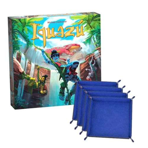 Edgell House Iquazu Board Game and Four Blue Dice Tray Bundle Brought to You Iquazu Land Board Game English Rules Included
