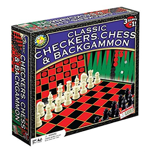 Endless Games Classic Checkers Chess and Backgammon Set - For Ages 7 Years and Up