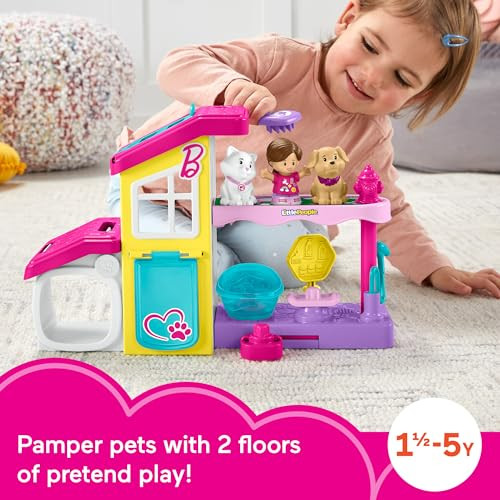 Fisher-Price Little People Barbie Toddler Toy Play and Care Pet Spa Playset with Music & Sounds for Pretend Play Kids Ages 18+ Months