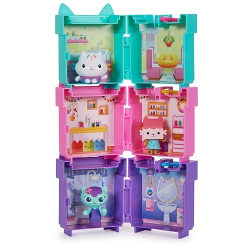 Gabby's Dollhouse 3 Clip-On Playsets with Cakey Baby Box and Mercat Toy Figures and Dollhouse Accessories Kids Toys for Ages 3 and Up
