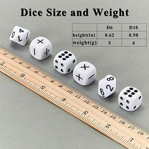 Gejoy 18 Pieces Teaching Dice Set Include Math Operation Number and Dot Dice for Math Teaching School Classroom Supplies