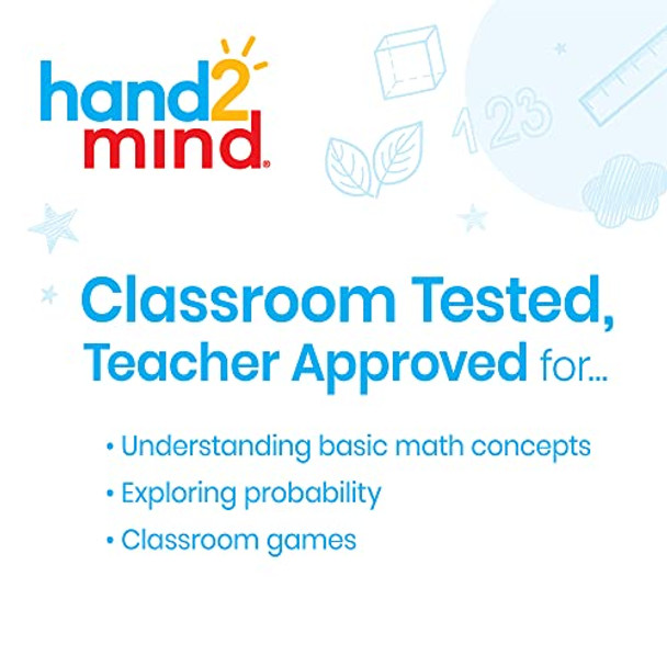 hand2mind Plastic Small Write-On/Wipe-Off Dice for Kids Ages 5-8 Dry Erase Surface On All Sides Draw Letters Numbers and Numeral Operations 4-Color Dice Measures 2-Inches (Pack of 4)
