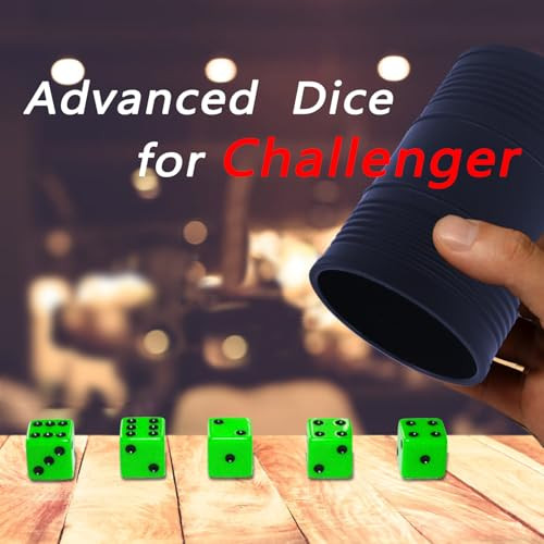 HIOHWEFH Dice Stacking Cup(Blue) Set with 4 Pcs 19mm(Purple) and 5 Pcs 18mm(Green) Standard 6 Sided Dices with Storage Bag-Magic Tricks Instruction