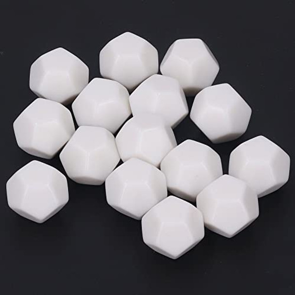 Honio 12 Sided Blank Dice Plastic Write On Cubes Teaching Gaming 30PCS Polyhedral for Education D12 22mm Blank White Color Dice 12 Sided Can Be Written by Marker Pen for Board Games Accessories