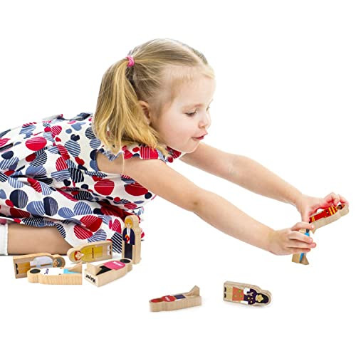 Imagination Generation Little Professionals Wooden Character Set - Cute Wood Block People Toys for Kids & Toddlers - Open Ended STEM Pretend Play & Educational Games for Children Boys & Girls (15-Pieces)