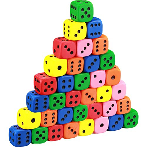 Kasyat 36 Pieces Foam Dice Colorful Cubes Block of Dice with Number Dots for Boy Girl Over 3+ Building Educational Toys Math Teaching Pastime Party Favors and Classroom Supplies