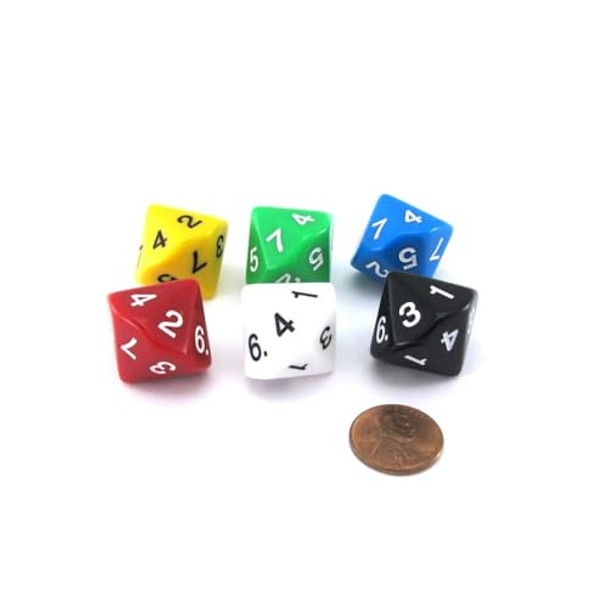 Koplow Games Assorted Color Dice D14 with Colored Numbers 1-7 Twice 20mm Pack of 6 Koplow Games