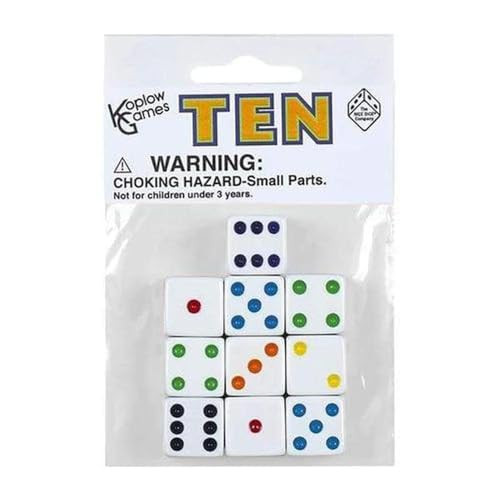 Koplow Games White with Black pips 16mm (5/8in) D6 Dice (10) Koplow Games