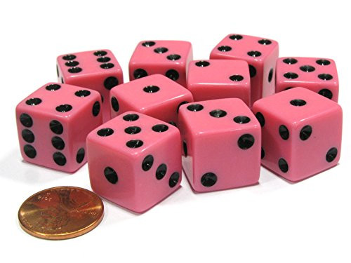 Koplow Games Set of 10 Six Sided D6 16mm Standard Dice Pink by Koplow Games