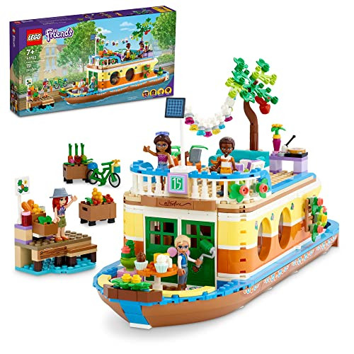 LEGO Friends Canal Houseboat 41702 Building Kit Comes with 4 Mini-Dolls Including Mia and 1 Animal Toy Birthday for Kids Aged 7+ (737 Pieces)