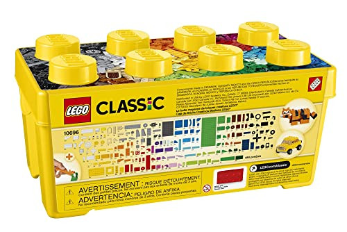 LEGO Classic Medium Creative Brick Box 10696 Building Toy Set - Featuring Storage Includes Train Car and a Tiger Figure and Playset for Kids Boys and Girls Ages 4-99