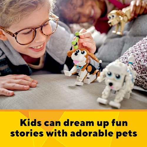 LEGO Creator 3 in 1 Adorable Dogs Building Toys - Pretend Play Toys for Girls & Boys Ages 7+ Years - Kids Learning & Educational Sets - Ideas - 31137