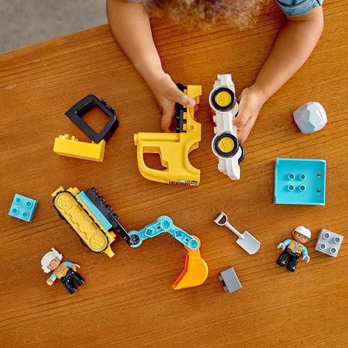 LEGO DUPLO Town Truck & Tracked Excavator Construction Vehicle 10931 Toy for Toddlers 2-4 Years Old Girls & Boys Fine Motor Skills Development and Learning Toy