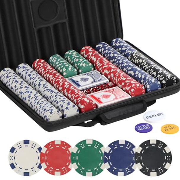LUOBAO Poker Chips Set500 Pcs Poker Chips for Texas Holdem Blackjack Poker GamesPokeno Gambling Chips Kit Casino Chip for Texas Hold em11.5g Clay Poker Set BriefcaseBlack Jack Chips Set with Case