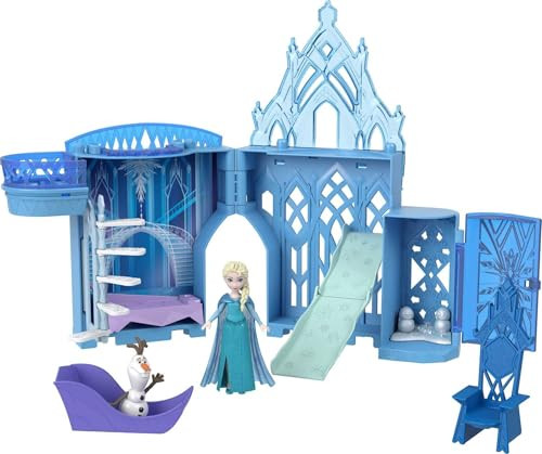 Mattel Disney Frozen Toys Elsa Ice Palace Storytime Stackers Castle Doll House Playset Small Doll & 8 Accessories Inspired by the Movie
