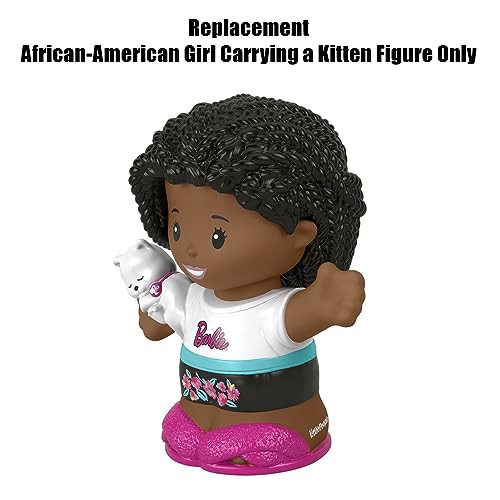 Mattel Replacement Part for Fisher-Price Little People Sleepover Fun Playset - HGP68 Inspired by Barbie You Can Be Anything Dollhouse Series African-American Girl Carrying a Kitten