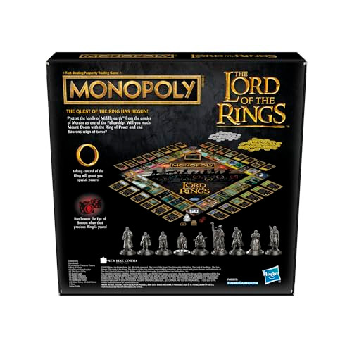 Monopoly Hasbro Gaming Monopoly: The Lord of The Rings Edition Board Game Inspired by The Movie Trilogy Play as a Member of The Fellowship Ages 8 and Up ( Exclusive)