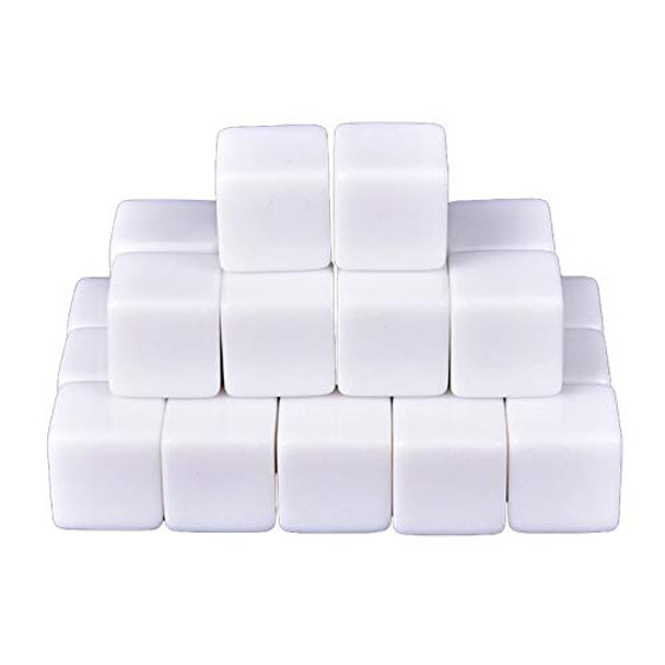 NAKIMO 48 PCS 16MM Blank White Dice for Board Games DIY Fun and Teaching