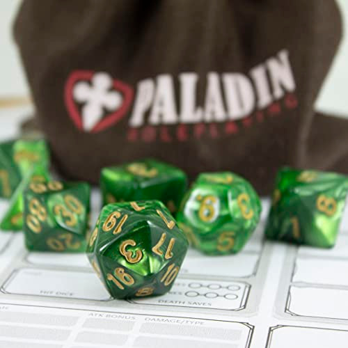 Paladin Roleplaying Green Pearl RPG Dice - Full Polyhedral Set - 'Moss'