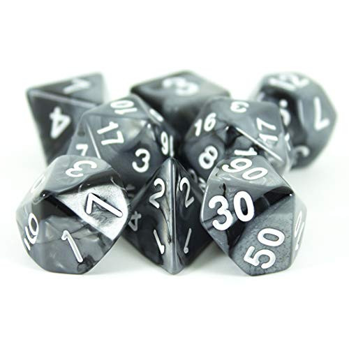 Paladin Roleplaying Gray and Black Dice - Expanded DND Set with Extra D20 - 'Claws of Darkness'