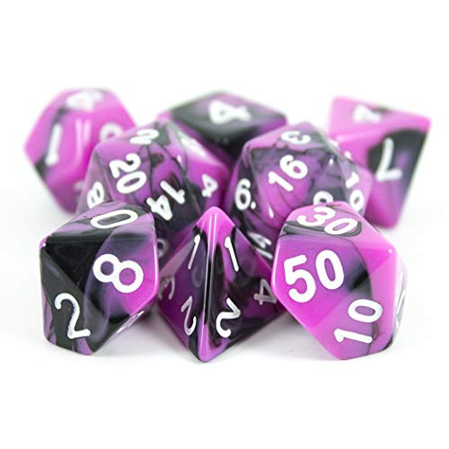 Paladin Roleplaying Magenta and Black Dice - Expanded DND Set with Extra D20 - 'Succubus'