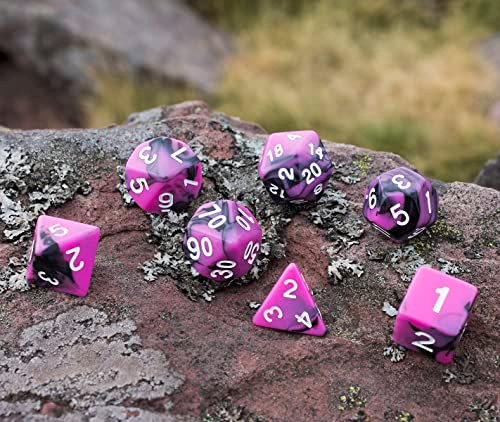 Paladin Roleplaying Magenta and Black Dice - Expanded DND Set with Extra D20 - 'Succubus'