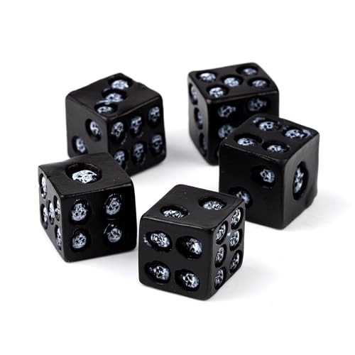 Puckator SK200 Set of 5 Six-Sided Die with Inlaid SkullsBlack1.5 x 1.5 x 1.5 cm