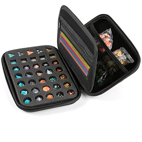PUGED Dice Box DND Dice Storage Holder Compatible with DND Dice Sets Display Case Organizer for Tabletop RPG Game Dice Holds Up to 35 Dices/5 Sets - Black