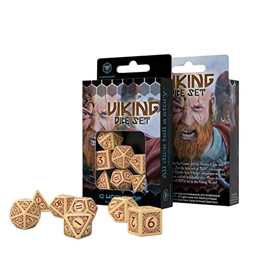 Q Workshop Viking Beige & Burgundy Dice Set (7)