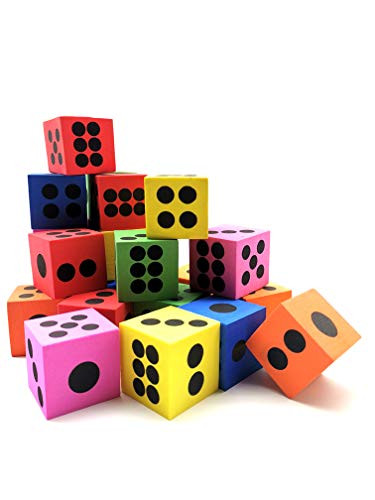 QIDIWIN EVA Foam Dices Colorful Dot Foam Dice for Kids Building ToysEducational Toys Party Supplies 6 Colors 24 Pcs