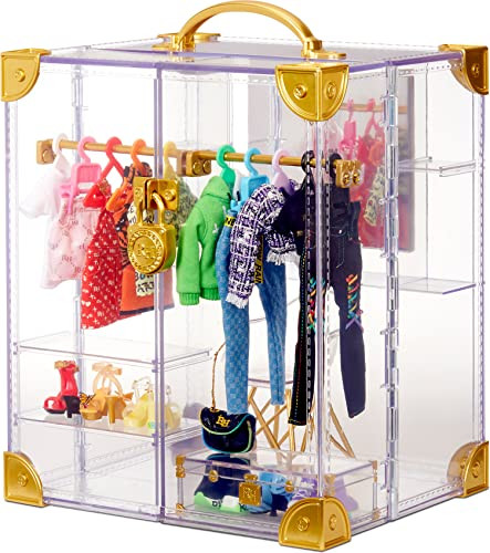 Rainbow High Deluxe Fashion Closet for 400+ Looks. Portable Clear Acrylic Playset Features 31+ Designer Doll Clothing & Accessories for Kids & Collectors Toys for Kids Ages 6 7 8+ to 12 Years
