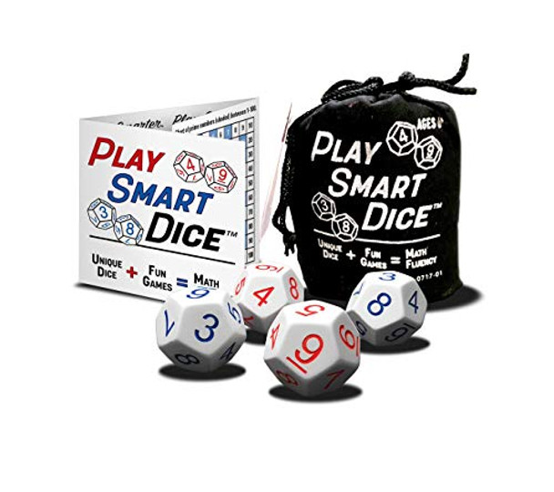 Semper Smart Games PlaySmart Dice: Uniquely Numbered Dice System with 5 Fun Math Games That Helps Kids Master Addition and Multiplication Skills