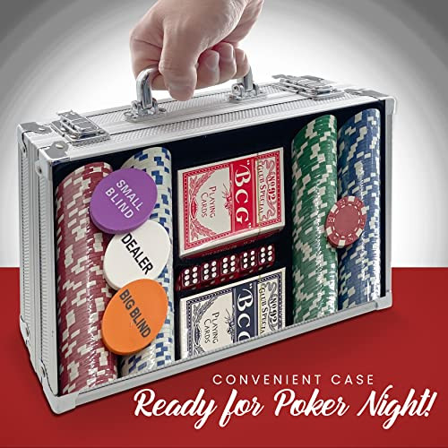 SereneLife SereneLife Poker Chip Set for Texas Holdem Blackjack Gambling- 11.5 Gram Casino Chips Set W/Aluminum Case Playing Cards Button Dice- 200 PCS
