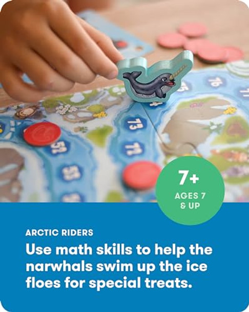 SimplyFun Arctic Riders - Educational & Fun Math Games for Kids - Practice Upper Level Addition & Subtraction Skills for Kids 7 & Up - 2 to 4 Players