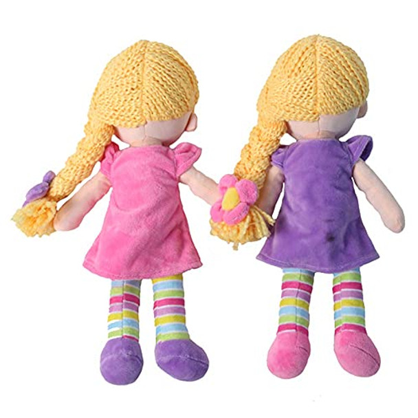 Snuggle Stuffs Twin Sister Plush 14" Dolls (Set of 2) Pink & Purple
